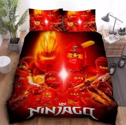 Kinder Ninjago 3D-Druck Bettbezug Kissenbezuge Bettwasche-Set Single Double