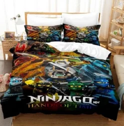 Kinder Ninjago 3D-Druck Bettbezug Kissenbezuge Bettwasche-Set Single Double