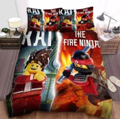 Kinder Ninjago 3D-Druck Bettbezug Kissenbezuge Bettwasche-Set Single Double