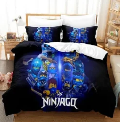 Kinder Ninjago 3D-Druck Bettbezug Kissenbezuge Bettwasche-Set Single Double