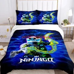 Kinder Ninjago 3D-Druck Bettbezug Kissenbezuge Bettwasche-Set Single Double