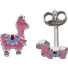 Kinder Ohrstecker Lama pink 925 Sterling Silber Ohrringe Kinderohrringe