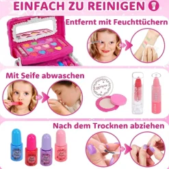 Kinderschminke Mädchen Schminkkoffer Set - Waschbar Make Up Spielzeug für