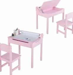 Kinderschreibtisch mit Stuhl, Kindertisch-Set mit klappbarer Tischplatte für Kinder