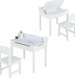 Kinderschreibtisch mit Stuhl, Kindertisch-Set mit klappbarer Tischplatte für Kinder