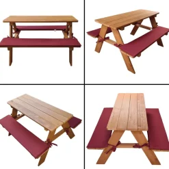 Kinder-Sitzgruppe Picknicktisch mit Polster Spieltisch Gartentisch Holz