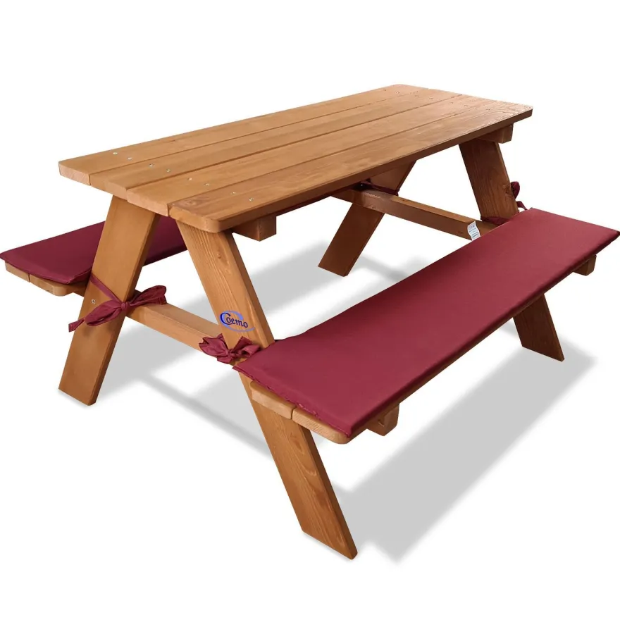 Kinder-Sitzgruppe Picknicktisch mit Polster Spieltisch Gartentisch Holz