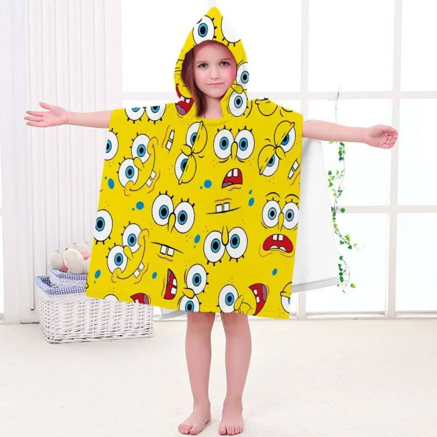 Kinder SpongeBob Patrick Star Badetuch Cartoon Strand Poncho Pooltücher Bademantel