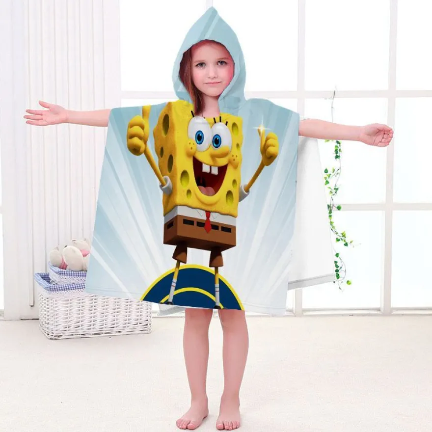 Kinder SpongeBob Patrick Star Badetuch Cartoon Strand Poncho Pooltücher Bademantel