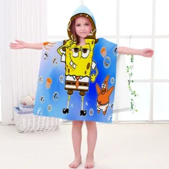 Kinder SpongeBob Patrick Star Badetuch Cartoon Strand Poncho Pooltücher Bademantel