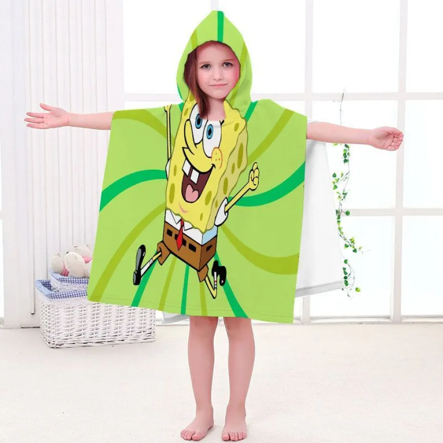 Kinder SpongeBob Patrick Star Badetuch Cartoon Strand Poncho Pooltücher Bademantel