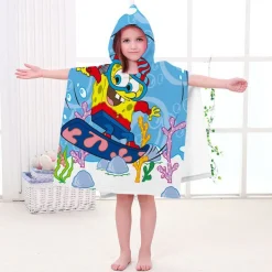 Kinder SpongeBob Patrick Star Badetuch Cartoon Strand Poncho Pooltücher Bademantel