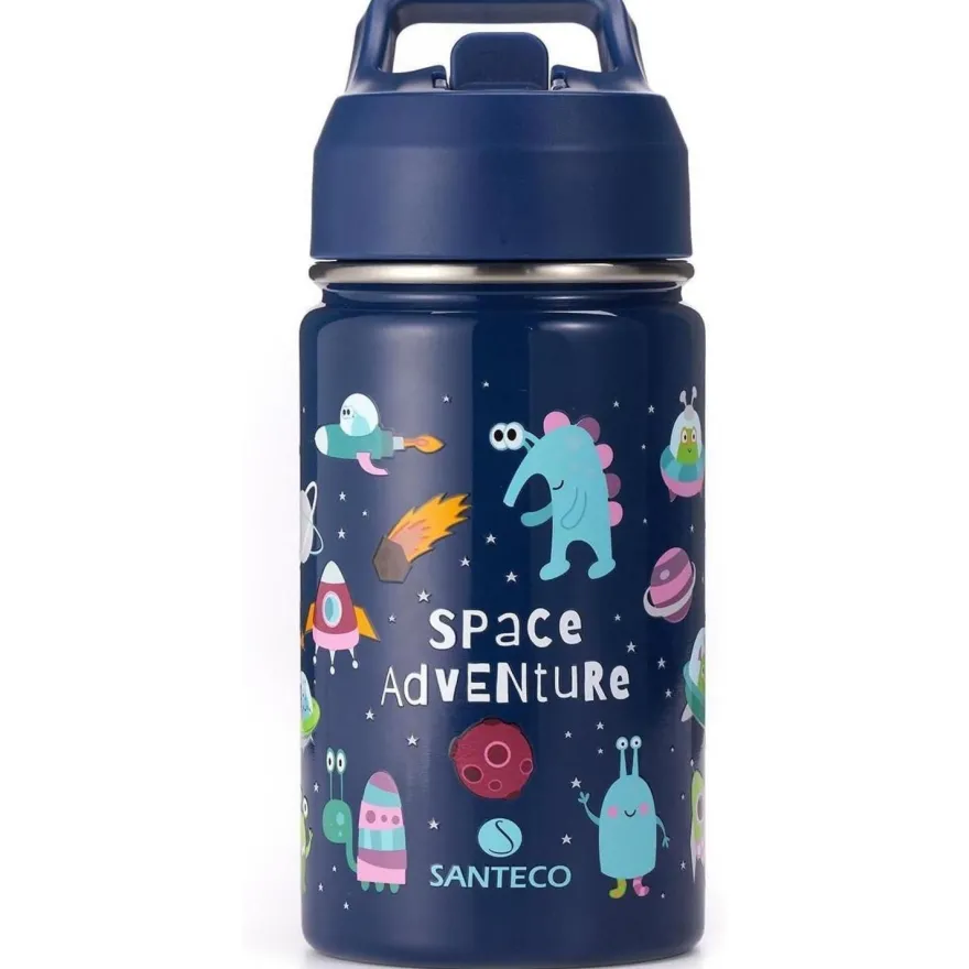Kinder Trinkflasche Edelstahl 350ml Auslaufsicher mit Strohhalm - BPA-frei