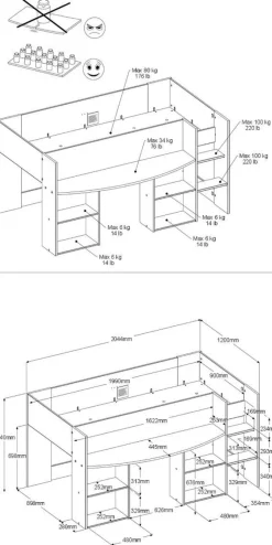 Kinderzimmer Jugendzimmer komplett Set 4-tlg Hoch Bett Kleiderschrank Pirouette
