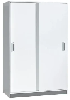 Kinderzimmer - Schiebetürenschrank / Kleiderschrank Frank 14, Farbe: Weiß / Grau