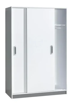Kinderzimmer - Schiebetürenschrank / Kleiderschrank Frank 14, Farbe: Weiß / Grau