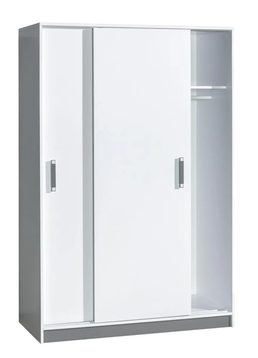 Kinderzimmer - Schiebetürenschrank / Kleiderschrank Frank 14, Farbe: Weiß / Grau