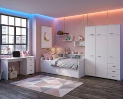 Kinderzimmer Set Parisot Sleep 4-tlg. Holzdekor Weiß/Eiche