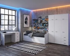 Kinderzimmer Set Parisot Sleep 4-tlg. Holzdekor Weiß/Eiche
