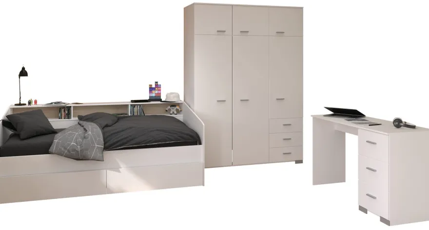 Kinderzimmer Set Parisot Sleep 4-tlg. Holzdekor Weiß/Eiche