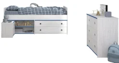 Kinderzimmer-Set 3-tlg. Parisot Smoozy 23a Holzdekor Kiefer Weiß/Blau