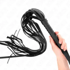KINK – Schwarze Peitsche mit kurzem Griff und langem Schwanz 70 cm