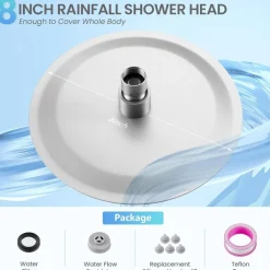 KINLIV 20CM Regendusche Duschkopf Gebürstetes Nickel, 8 Zoll Wasserfall