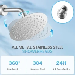 KINLIV 20CM Regendusche Duschkopf Gebürstetes Nickel, 8 Zoll Wasserfall