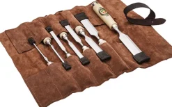 Kirschen Stechbeitelsatz in Ledertasche 8-tlg. mit Weißbuchenheft 4-6-10-12-16-20