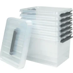 6 Klarsichtboxen mit Clipdeckel, transparent, LxBxH 400x300x260 mm, 22 Liter, PP