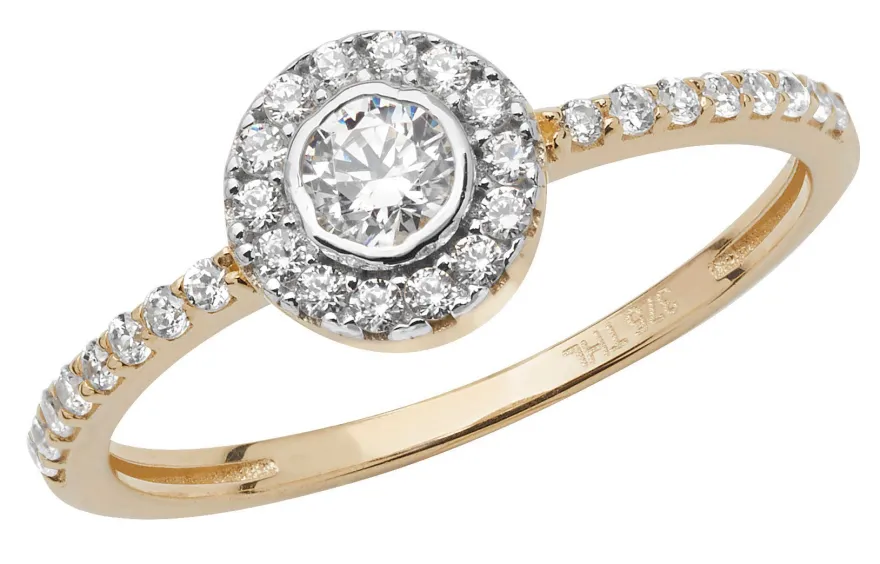 Klassischer 9 ct/Karat Gelb Gold Cluster Damen - Ring mit Zirkonia (synth.)