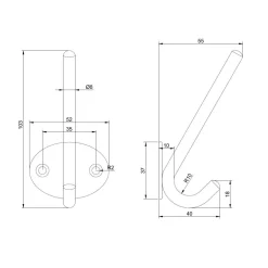 Klassischer Huthaken Kleiderhaken Schwarz matt beschichtet Wandhaken DIY Haken
