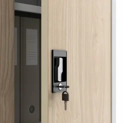 Kleiner Aktenschran Büroschrank mit Flügeltüren 93 x 90 x 40 cm weiß-holzoptik
