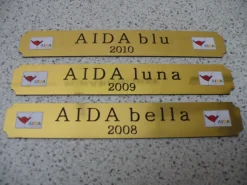 Kleines Namensschild für Modellständer - AIDA blu