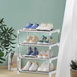 Kleines stapelbares Schuhregal, 4 Ebenen Organizer, Flur Schrank Eingangsbereich