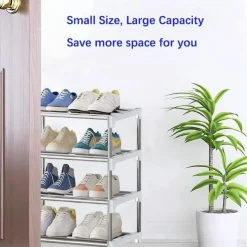 Kleines stapelbares Schuhregal, 4 Ebenen Organizer, Flur Schrank Eingangsbereich