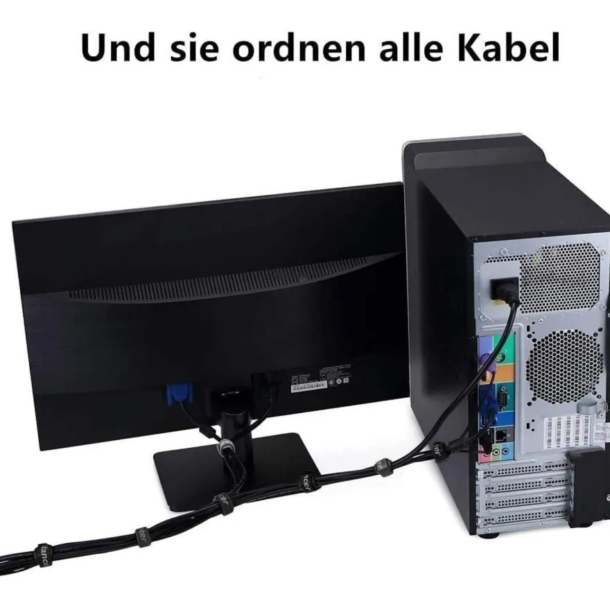 Klett Kabelbinder 20CM 50 Stück Wiederverwendbar Schwarz Fixierung Fixieren
