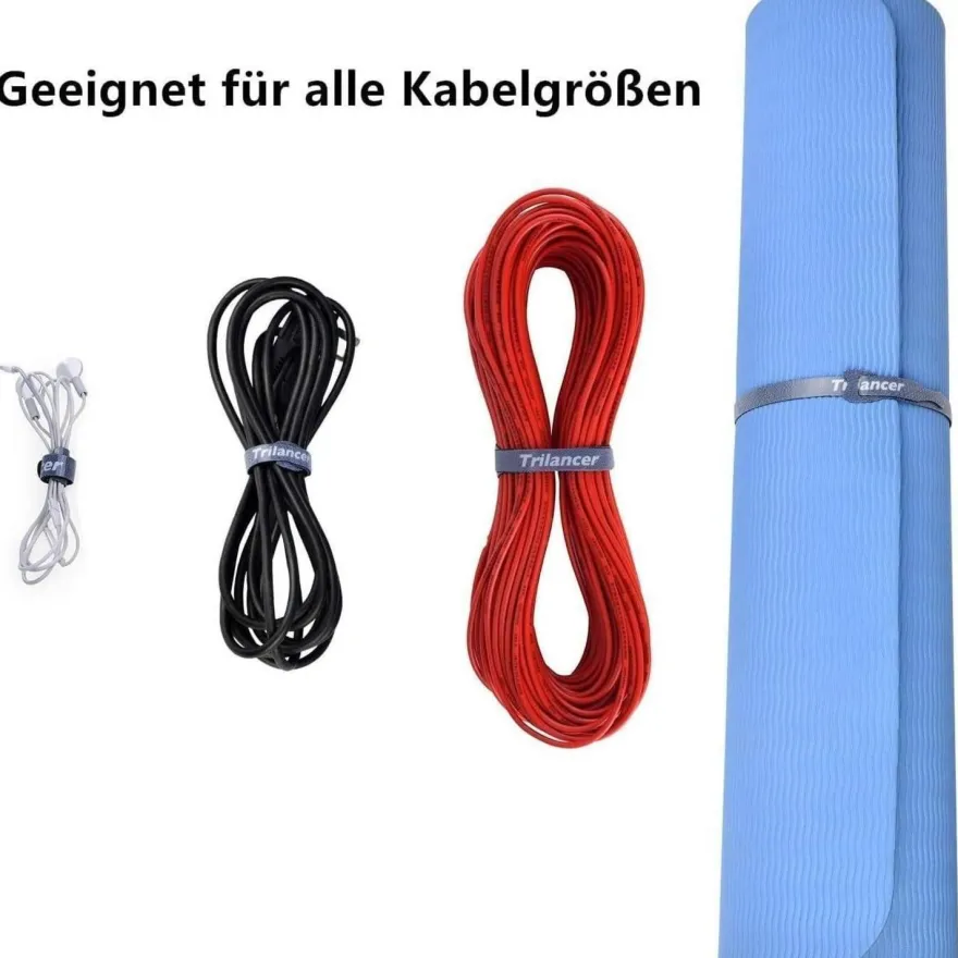 Klett Kabelbinder 20CM 50 Stück Wiederverwendbar Schwarz Fixierung Fixieren