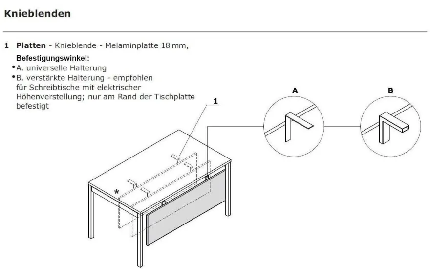 Knieraumblende für Schreibtisch: OGI