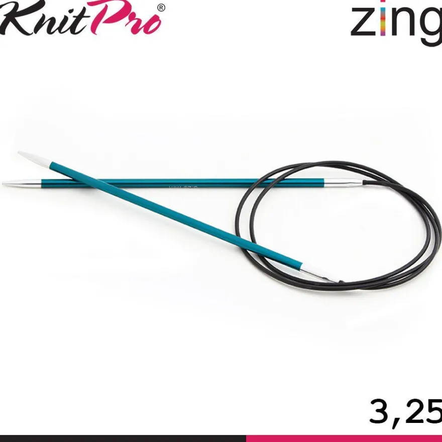 Knit Pro Zing Rundstricknadeln 120 cm leicht glatte Oberfläche 19 Größen