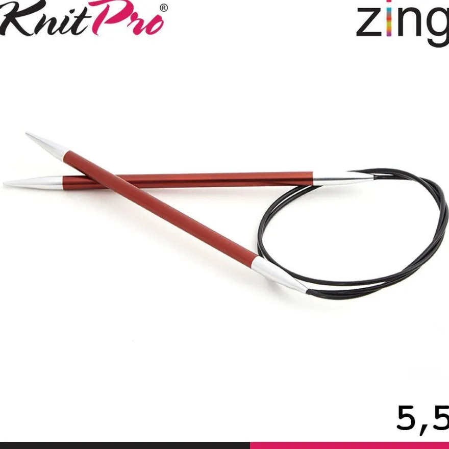 Knit Pro Zing Rundstricknadeln 120 cm leicht glatte Oberfläche 19 Größen