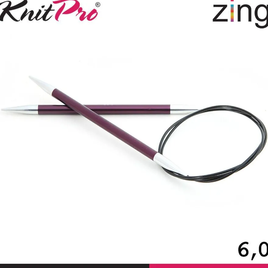 Knit Pro Zing Rundstricknadeln 120 cm leicht glatte Oberfläche 19 Größen