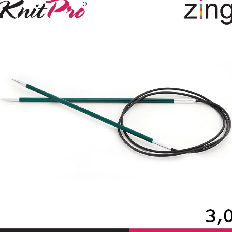 Knit Pro Zing Rundstricknadeln 120 cm leicht glatte Oberfläche 19 Größen