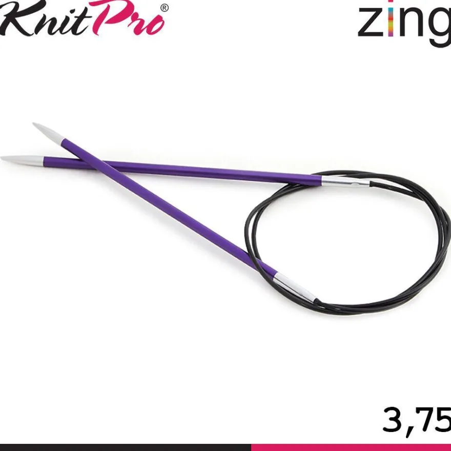 Knit Pro Zing Rundstricknadeln 120 cm leicht glatte Oberfläche 19 Größen