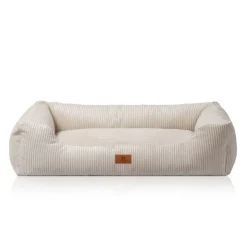 Knuffelwuff Hundebett aus Cord mit Handwebcharakter Olivia in beige