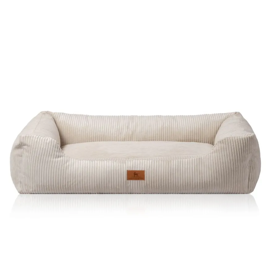 Knuffelwuff Hundebett aus Cord mit Handwebcharakter Olivia in beige
