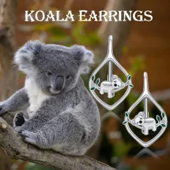 Koala Ohrringe 925 Sterling Silber Mädchen Tier Schmuck Frauen Geschenke