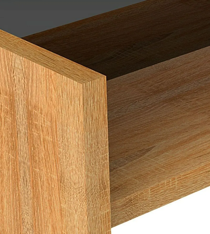 KOEL-A Couchtisch 110x69x41cm Parsolglas Ablage HPL-Kernbuche