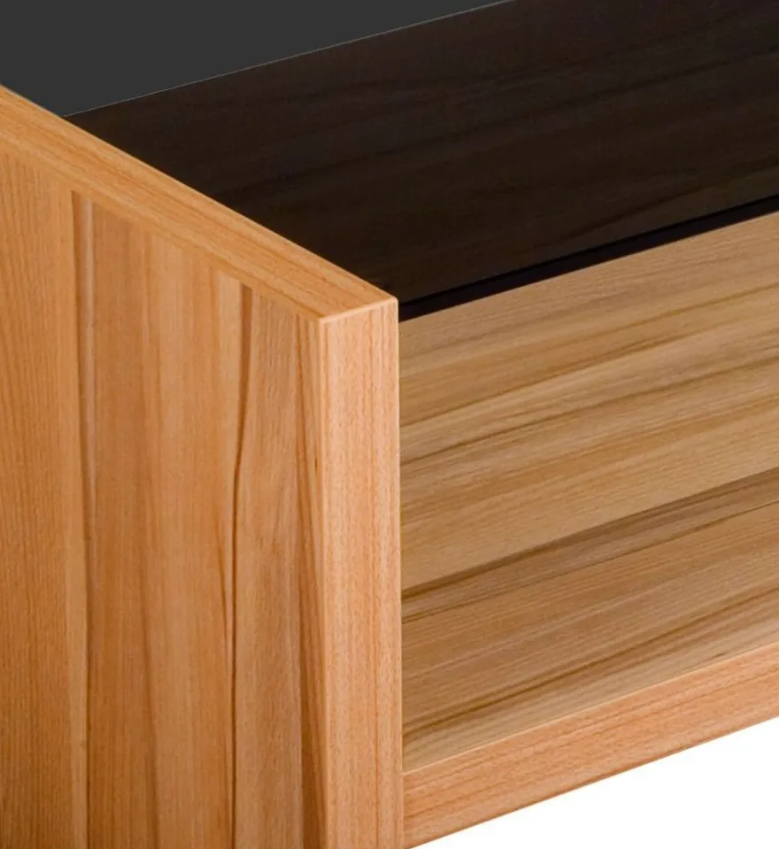 KOEL-A Couchtisch 110x69x41cm Parsolglas Ablage HPL-Kernbuche