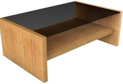 KOEL-A Couchtisch 110x69x41cm Parsolglas Ablage HPL-Kernbuche